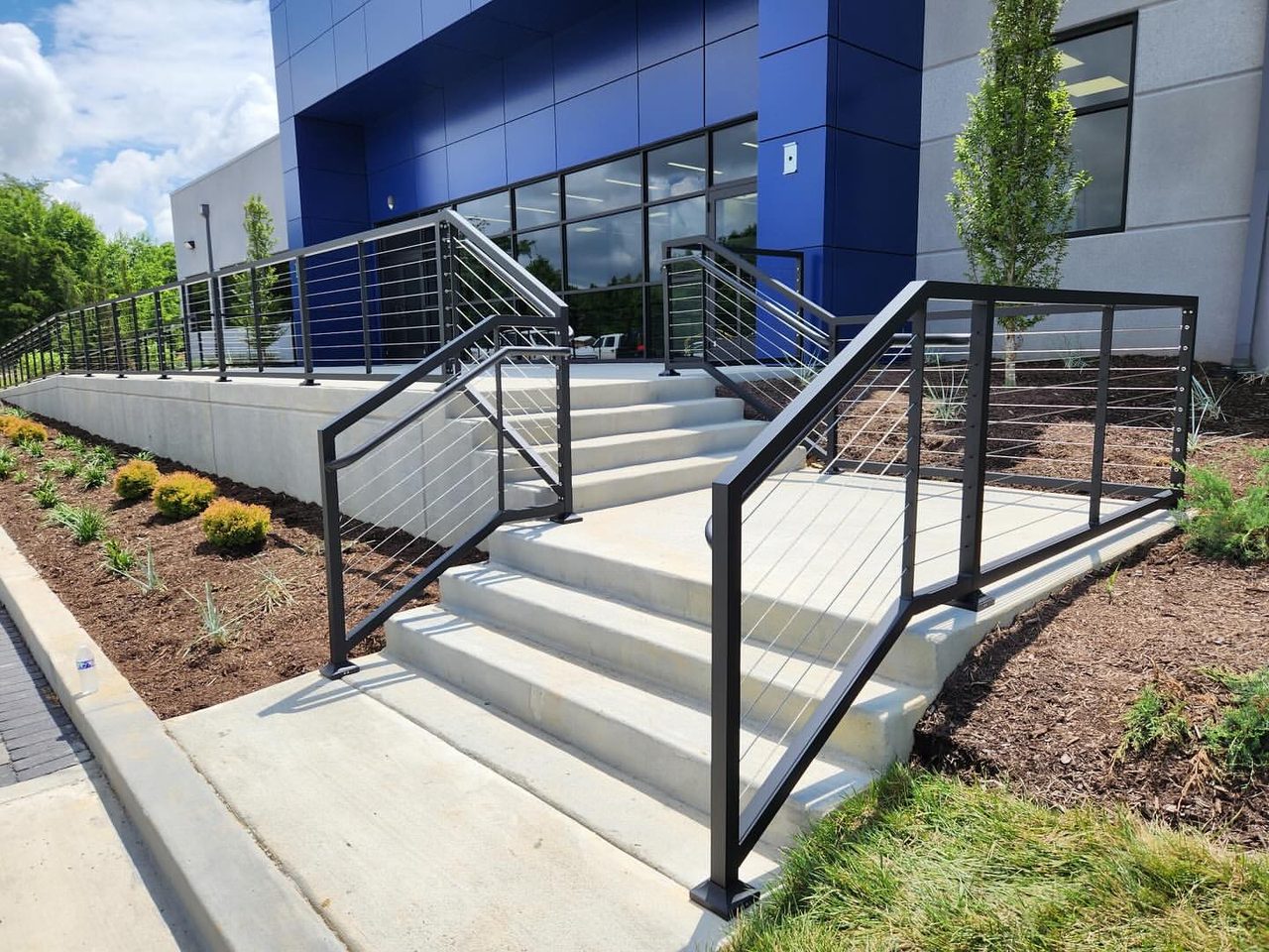 Commercial cable railing powder coated satin black