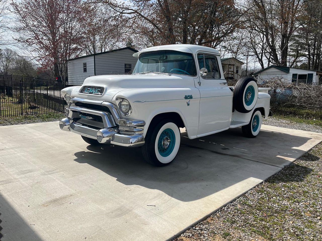 Classic Chevy pickup with custom powder coated wheels